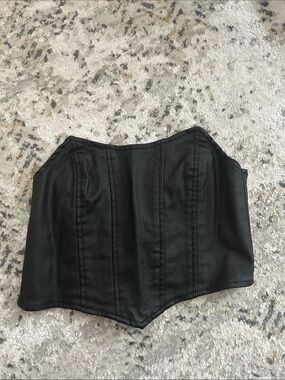 Edikted Black Faux Leather Corset Top
